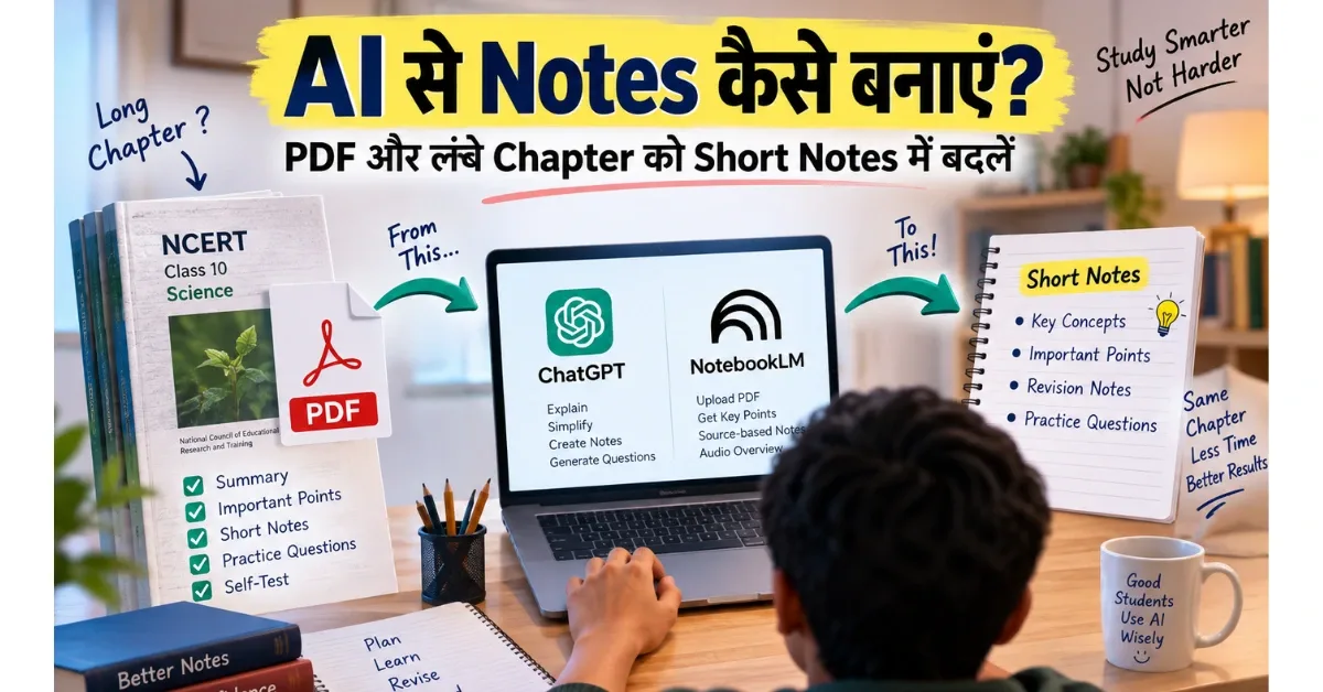 AI से Notes कैसे बनाएं? PDF, Chapter और NCERT से Short Notes बनाने का आसान तरीका
